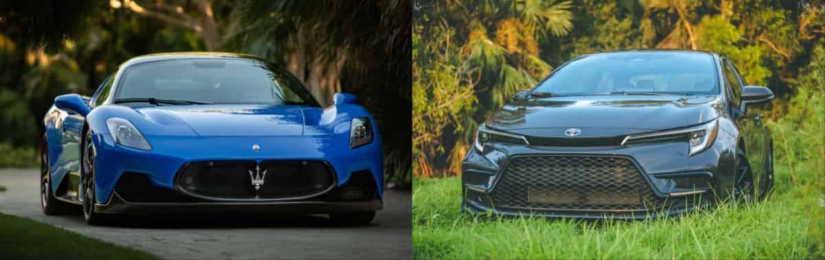 Comparing the 2022 Maserati MC20 and the 2023 Toyota Corolla: A Tale of Two Cars